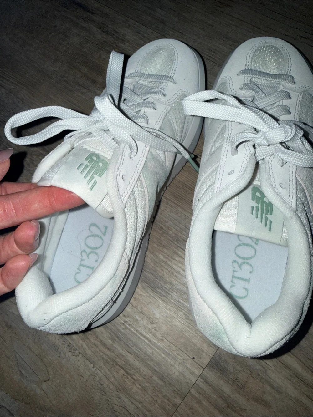 New Balance White Mesh & Suede Athletic Sneakers